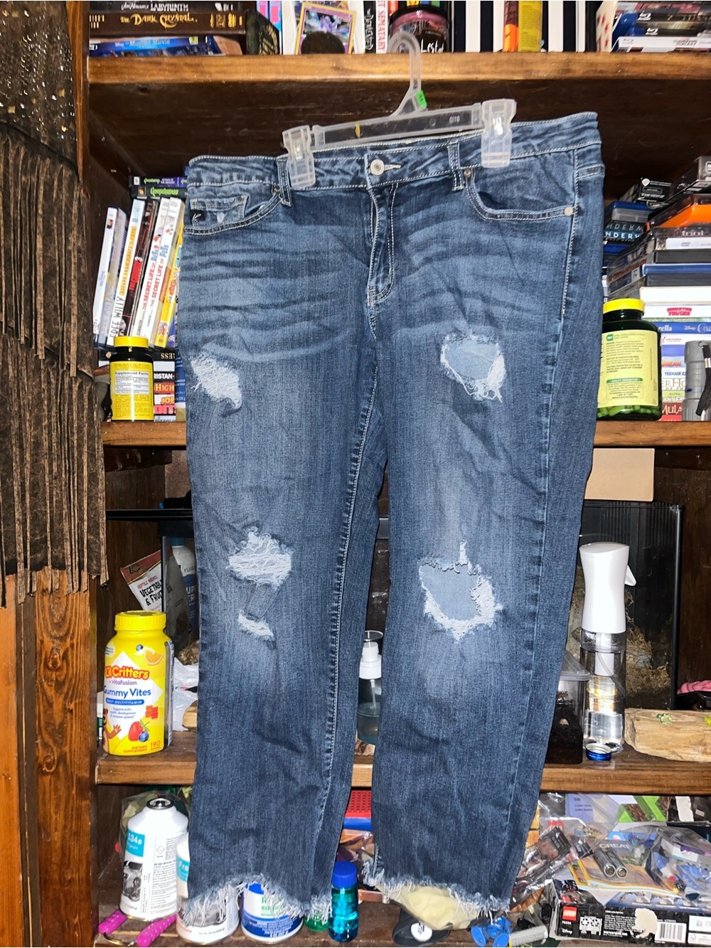 KanCan Distressed Dark Blue Ankle Cropped Jeans